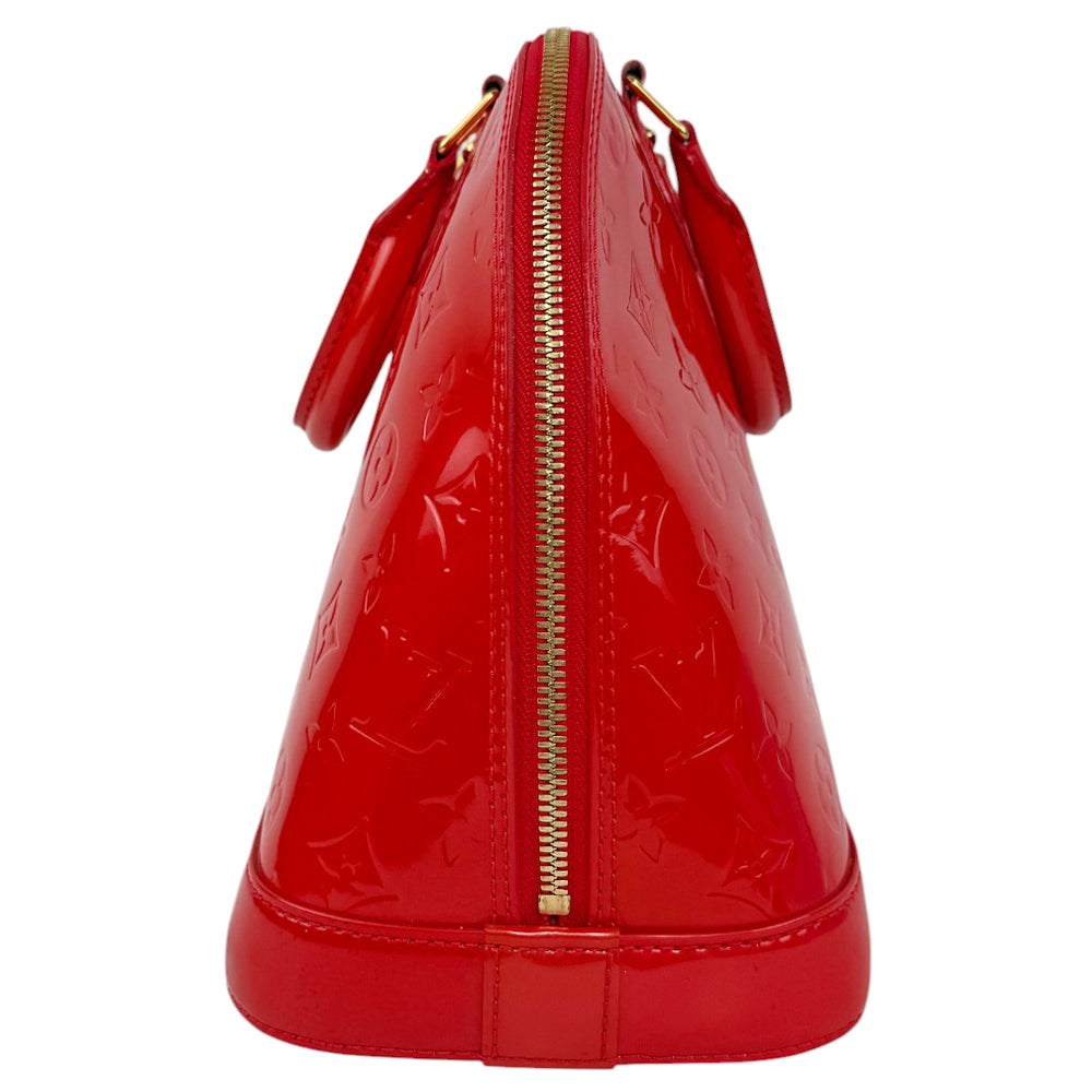 LOUIS VUITTON Vernis Red Patent Leather Alma PM Handbag LHQ904