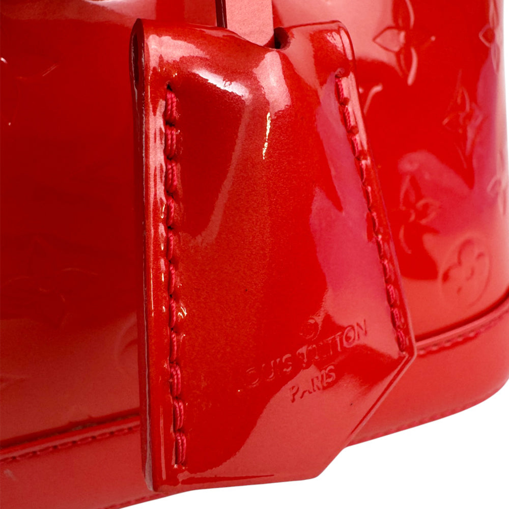 LOUIS VUITTON Vernis Red Patent Leather Alma PM Handbag LHQ904