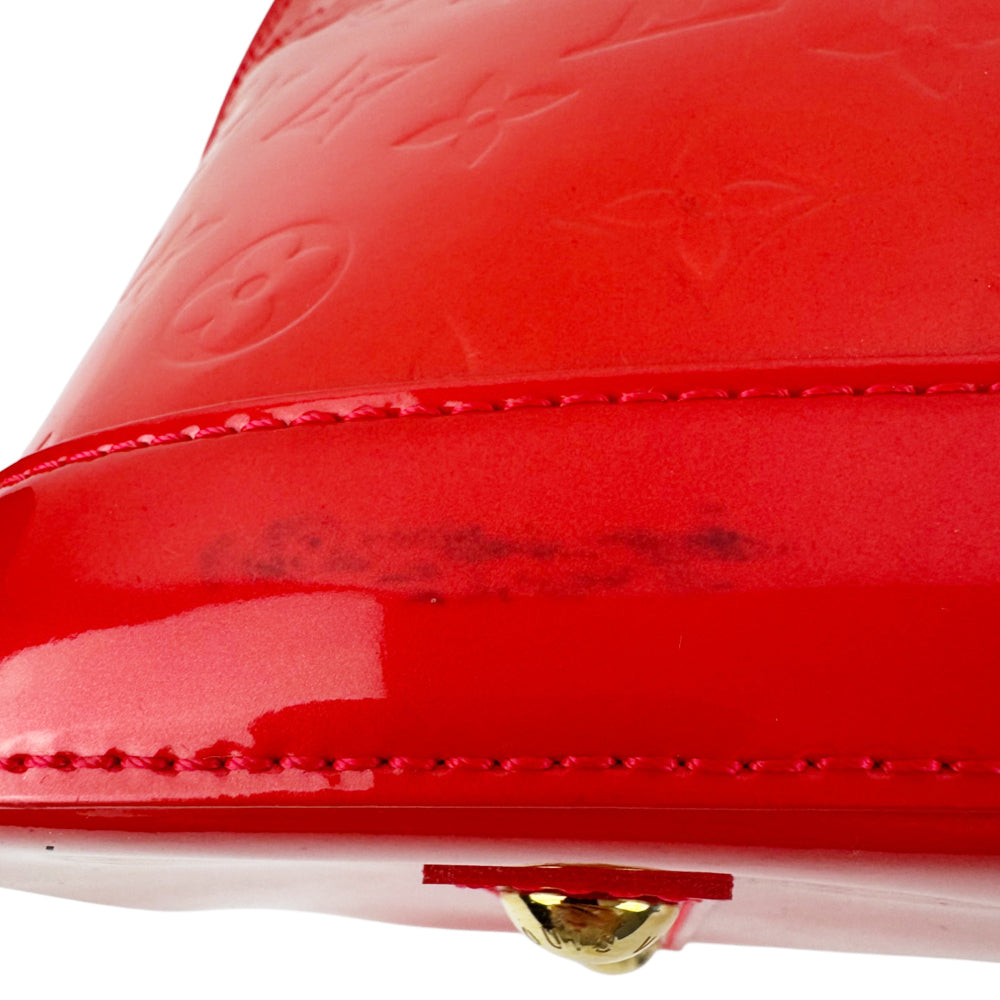 LOUIS VUITTON Vernis Red Patent Leather Alma PM Handbag LHQ904