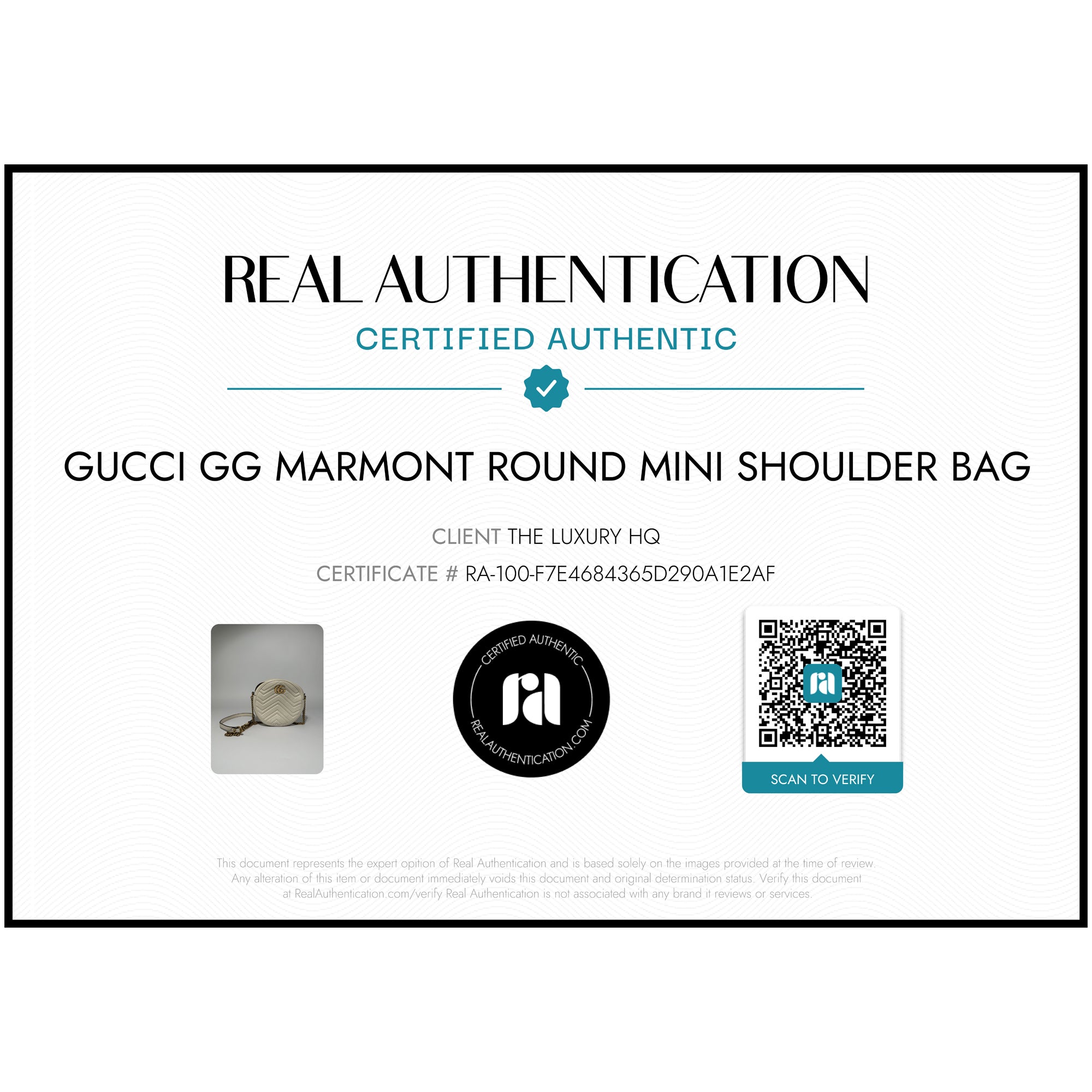 GUCCI GG Marmont Mini Bolso Redondo Blanco Piel LHQ92