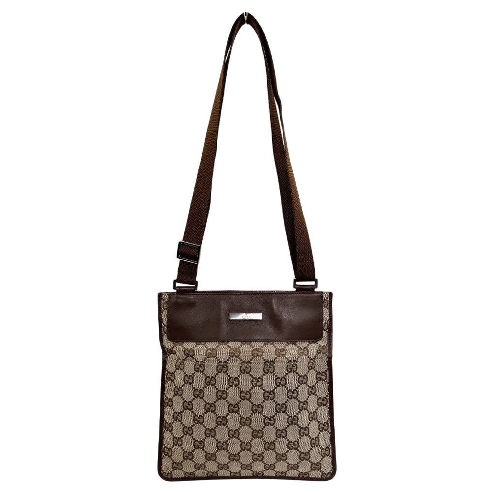 GUCCI GG Brown Canvas Crossbody Shoulder Bag LHQ921