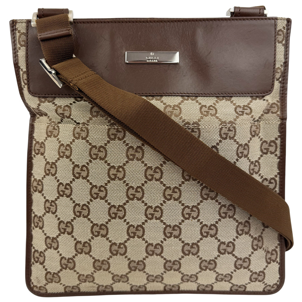 GUCCI GG Brown Canvas Crossbody Shoulder Bag LHQ921