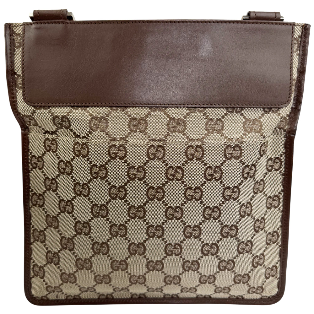 GUCCI GG Brown Canvas Crossbody Shoulder Bag LHQ921