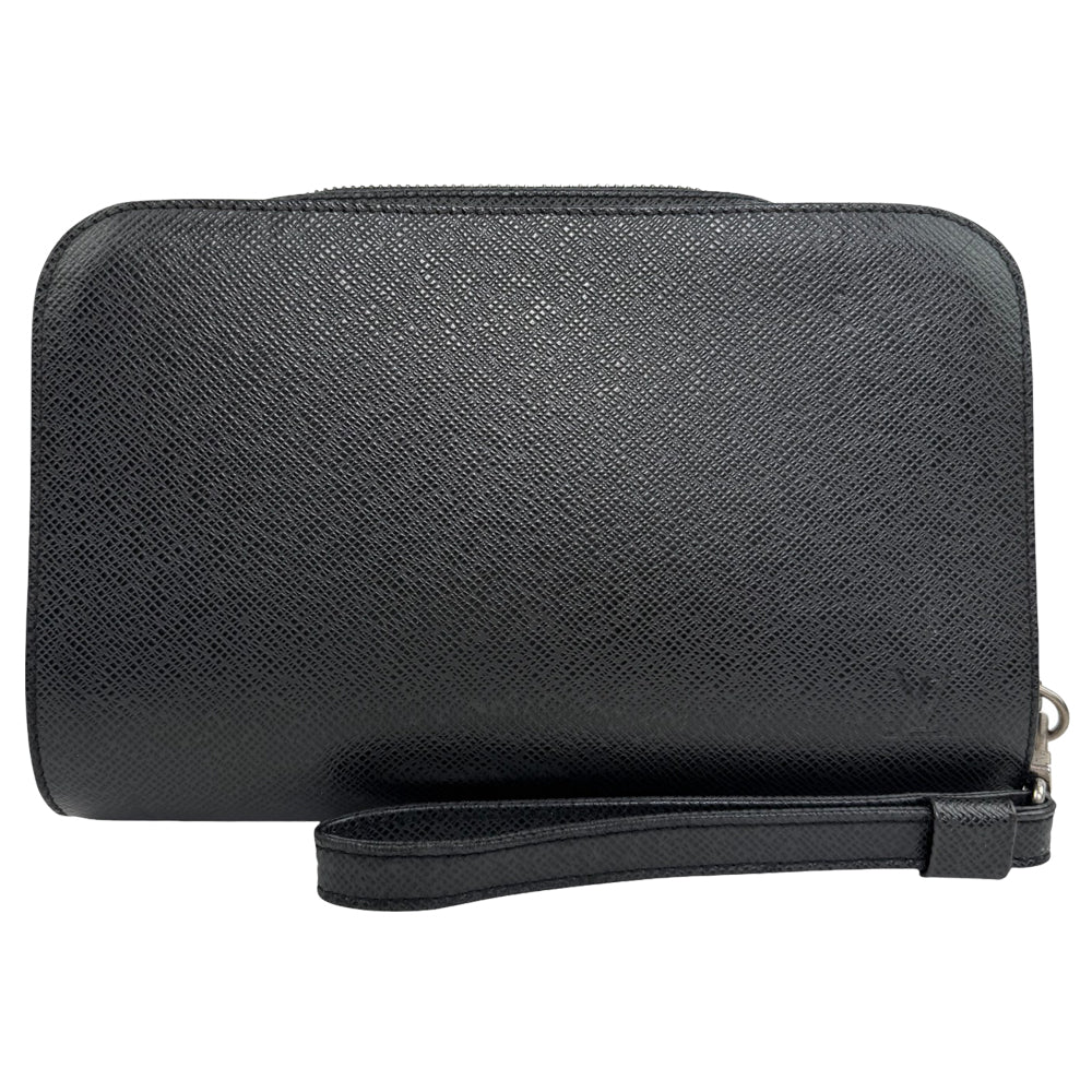 LOUIS VUITTON Black Taiga Leather Baikal Clutch Bag LHQ923