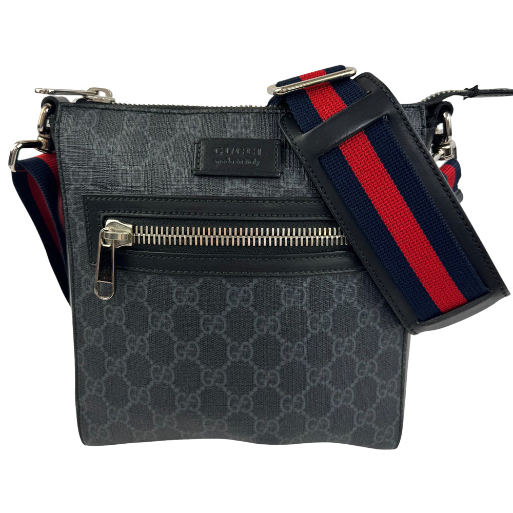 GUCCI Small GG Black Supreme Canvas Crossbody Shoulder Bag LHQ924
