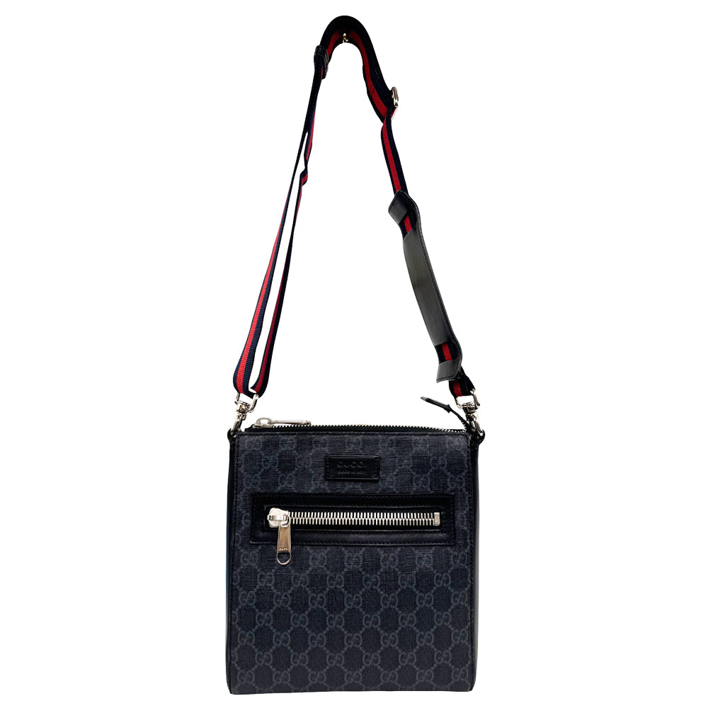 GUCCI Small GG Black Supreme Canvas Crossbody Shoulder Bag LHQ924