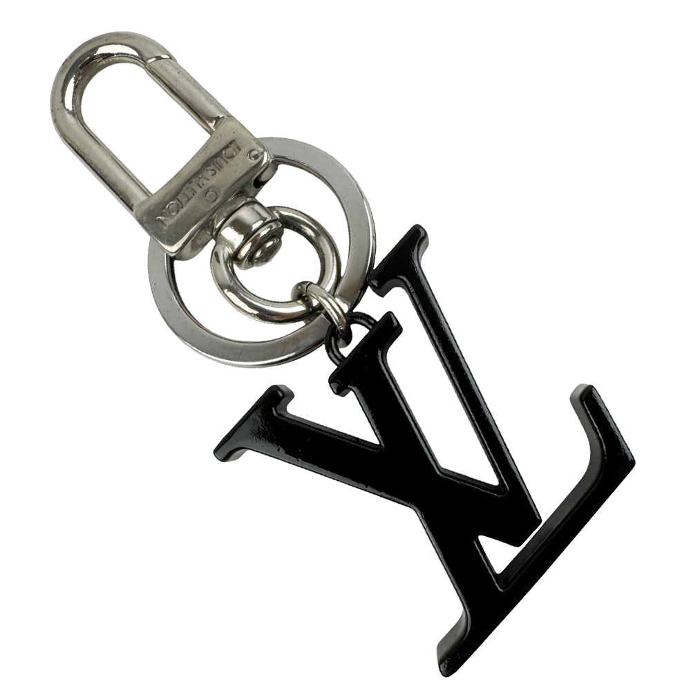 LOUIS VUITTON Black Porte Cles LV Keychain Bag Charm LHQ925