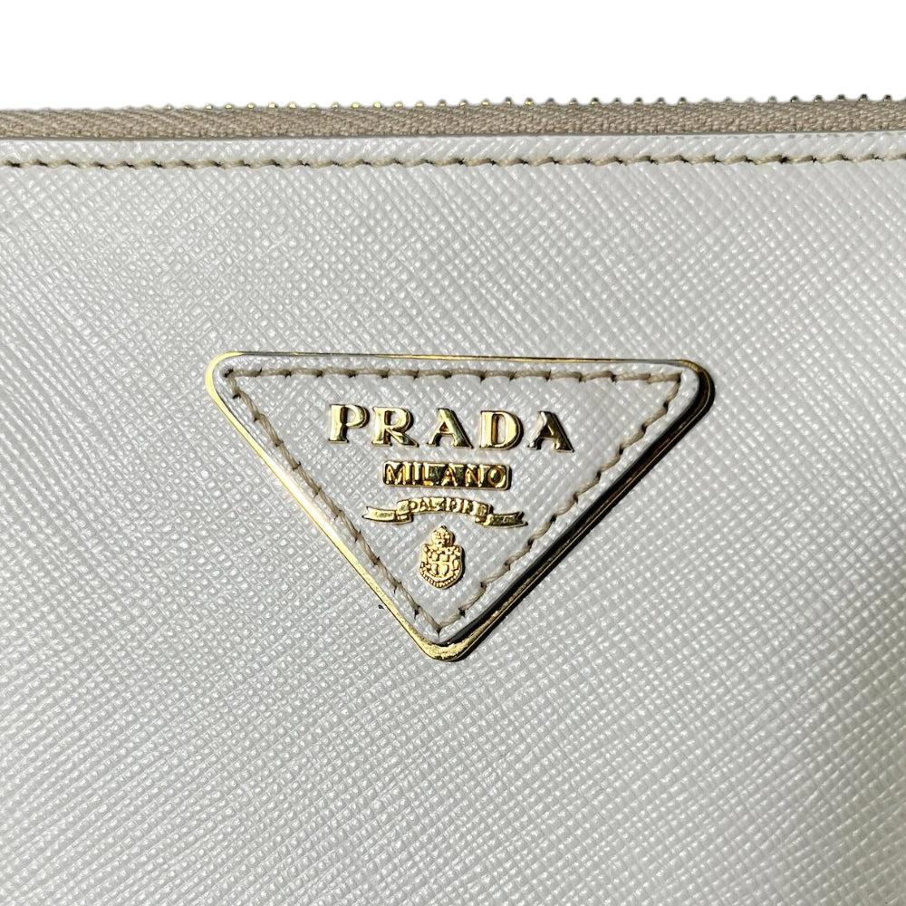 PRADA Galleria Sac à main en cuir blanc LHQ93