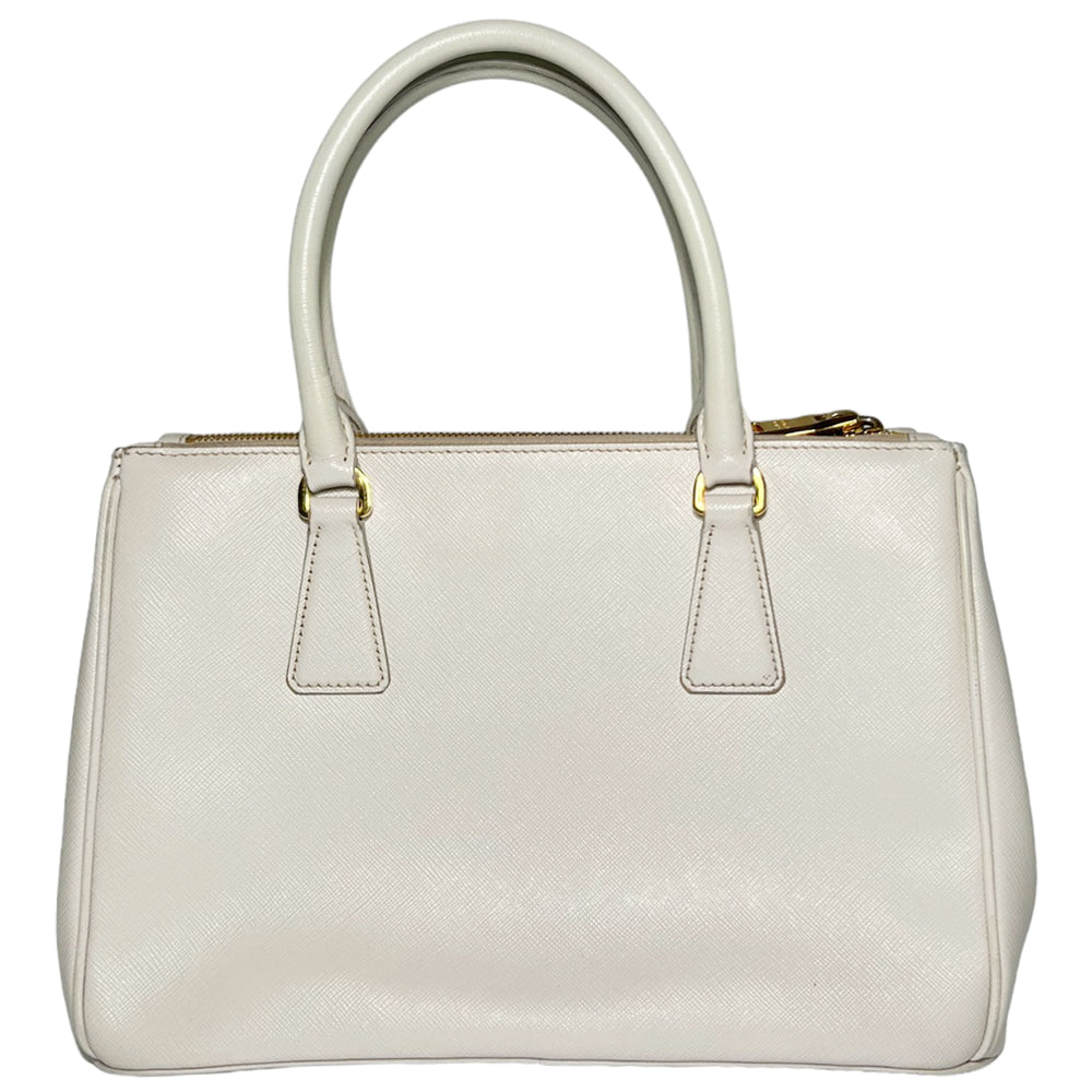 PRADA Galleria Sac à main en cuir blanc LHQ93