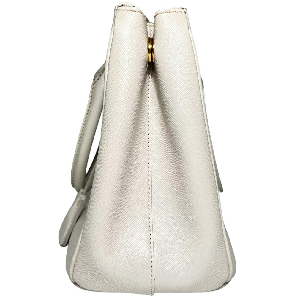 PRADA Galleria Sac à main en cuir blanc LHQ93