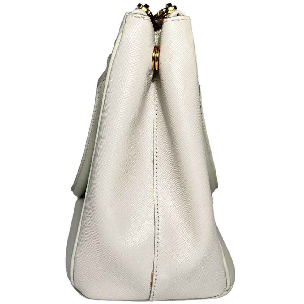 PRADA Galleria Sac à main en cuir blanc LHQ93