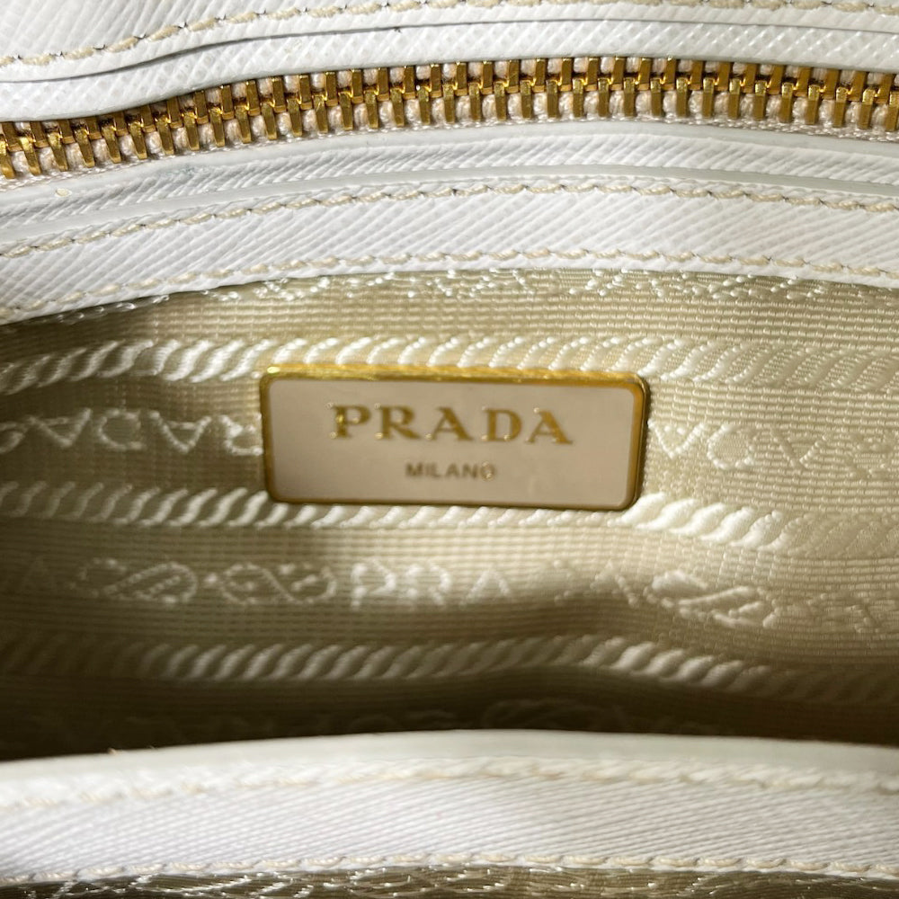 PRADA Galleria Sac à main en cuir blanc LHQ93