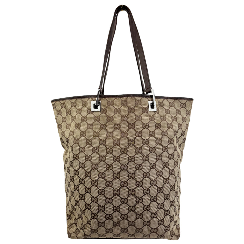 GUCCI GG Brown Canvas Tote Shoulder Bag LHQ936