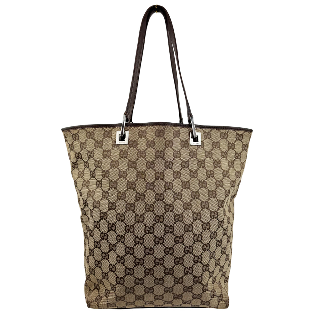GUCCI GG Brown Canvas Tote Shoulder Bag LHQ936
