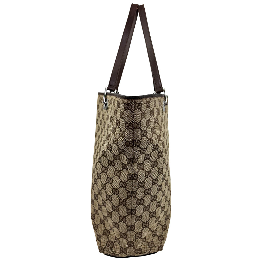 GUCCI GG Brown Canvas Tote Shoulder Bag LHQ936