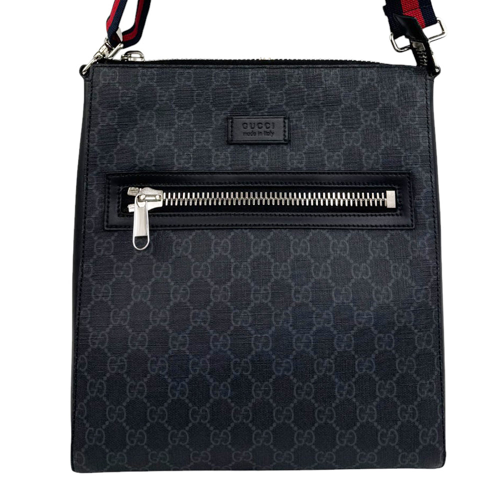 GUCCI Large GG Black Supreme Canvas Crossbody Shoulder Bag LHQ943