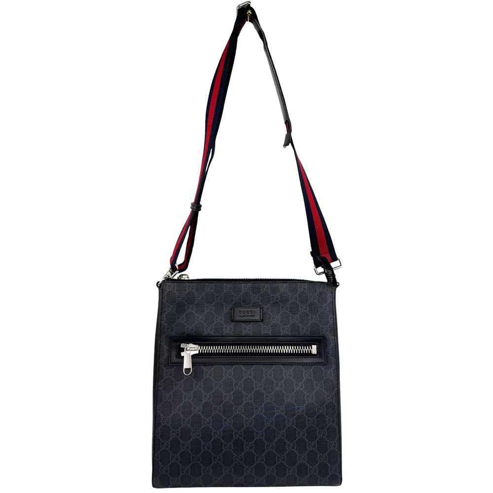 GUCCI Large GG Black Supreme Canvas Crossbody Shoulder Bag LHQ943