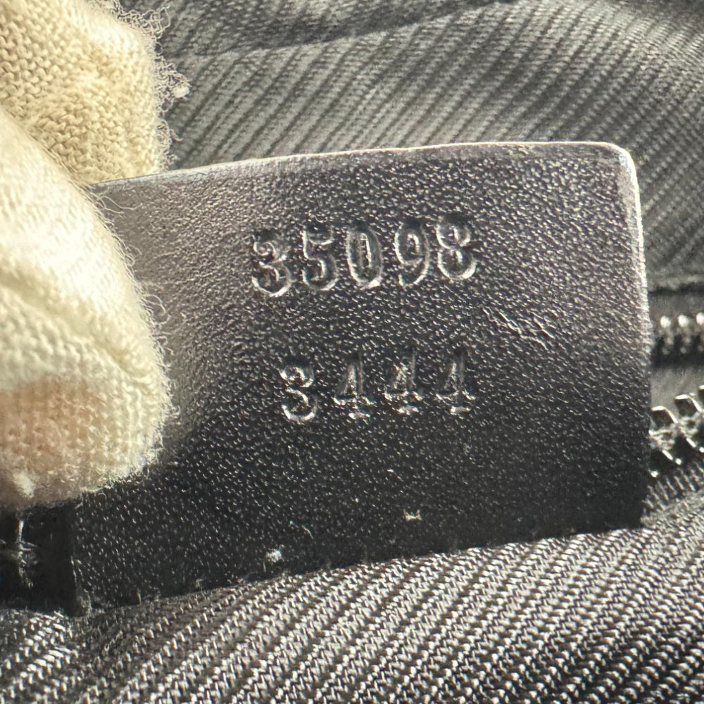 GUCCI GG Denim & Leather Charcoal Shoulder Bag LHQ947