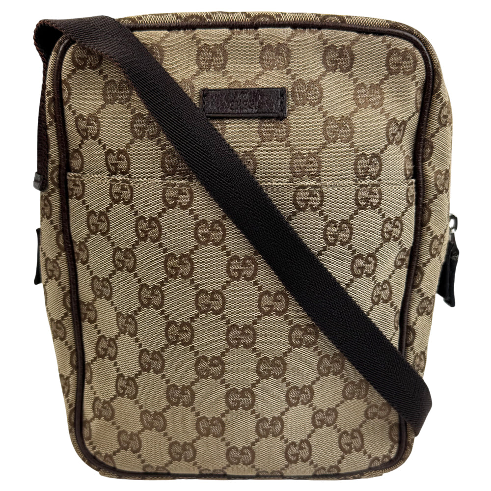 GUCCI GG Brown Canvas Crossbody Shoulder Bag LHQ949