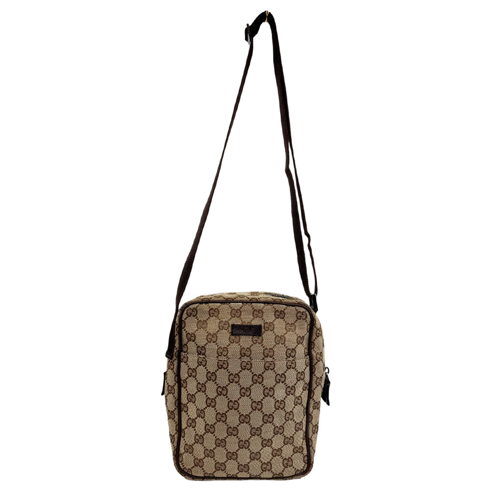 GUCCI GG Brown Canvas Crossbody Shoulder Bag LHQ949