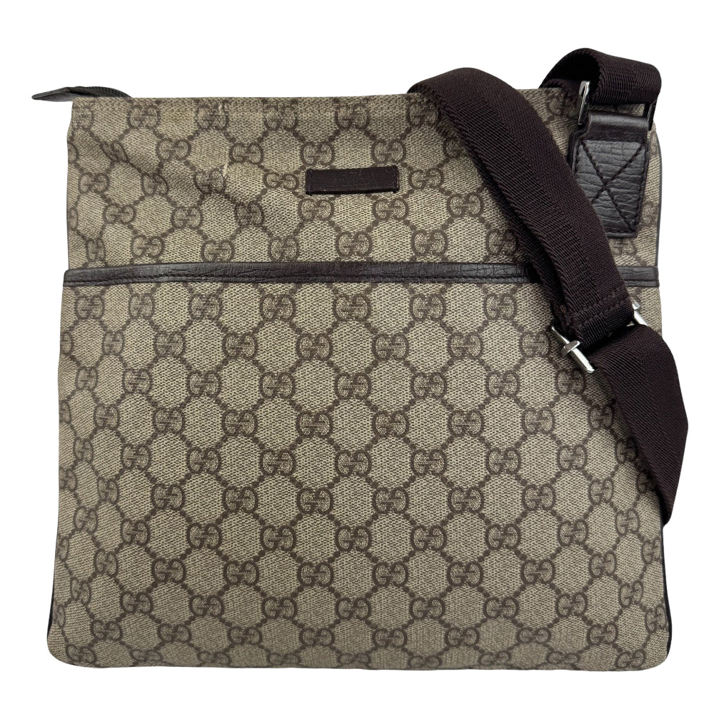 GUCCI GG Supreme Brown Canvas Crossbody Shoulder Bag LHQ950