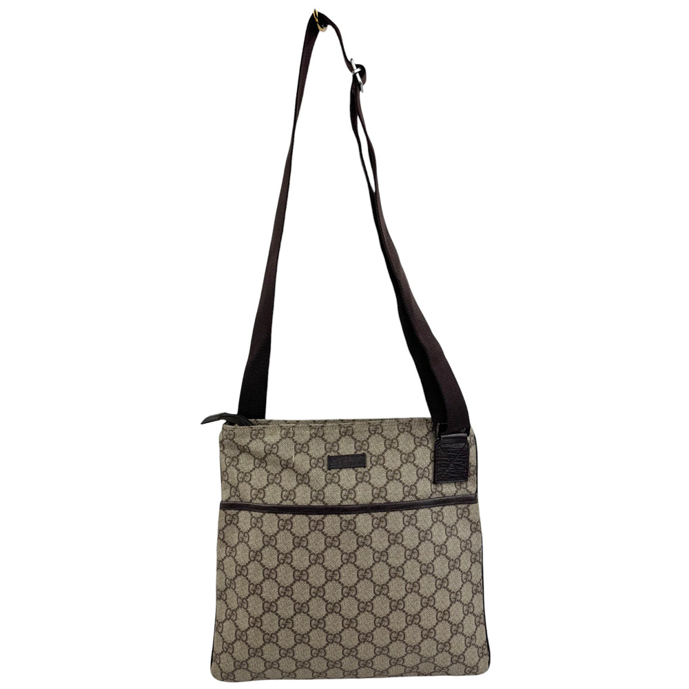 GUCCI GG Supreme Brown Canvas Crossbody Shoulder Bag LHQ950