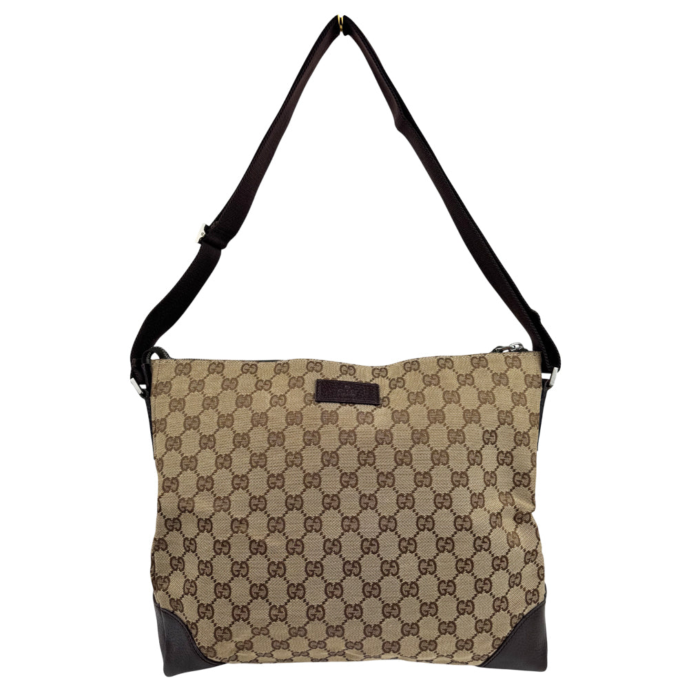 GUCCI GG Brown Canvas Crossbody Shoulder Bag LHQ951