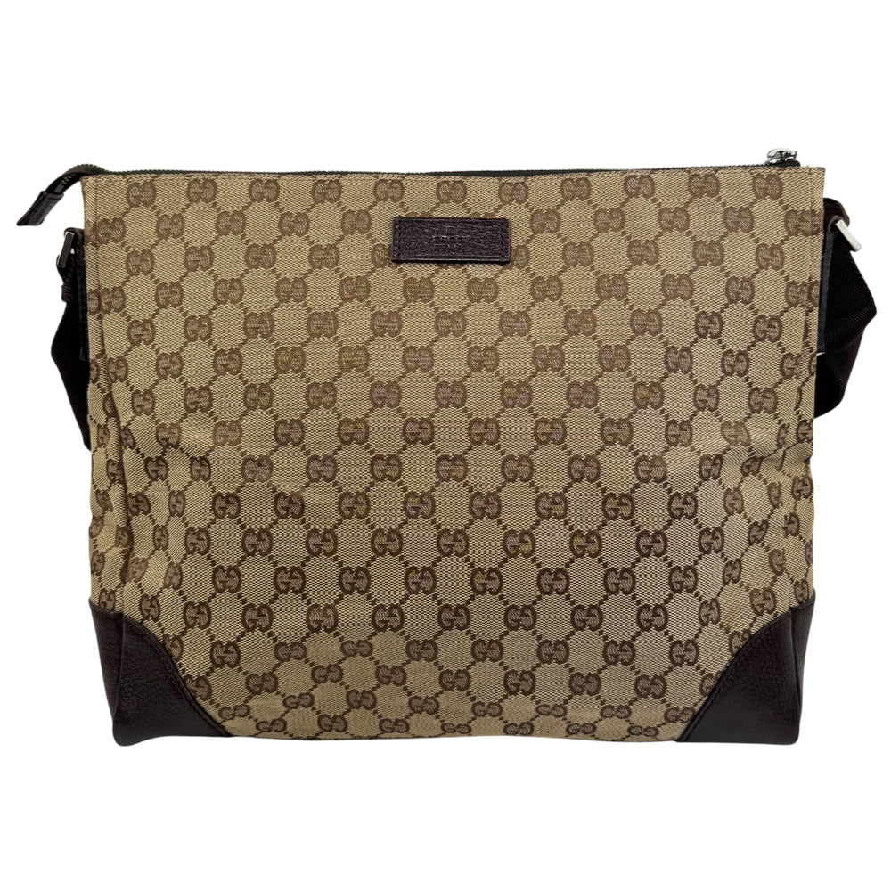 GUCCI GG Brown Canvas Crossbody Shoulder Bag LHQ951