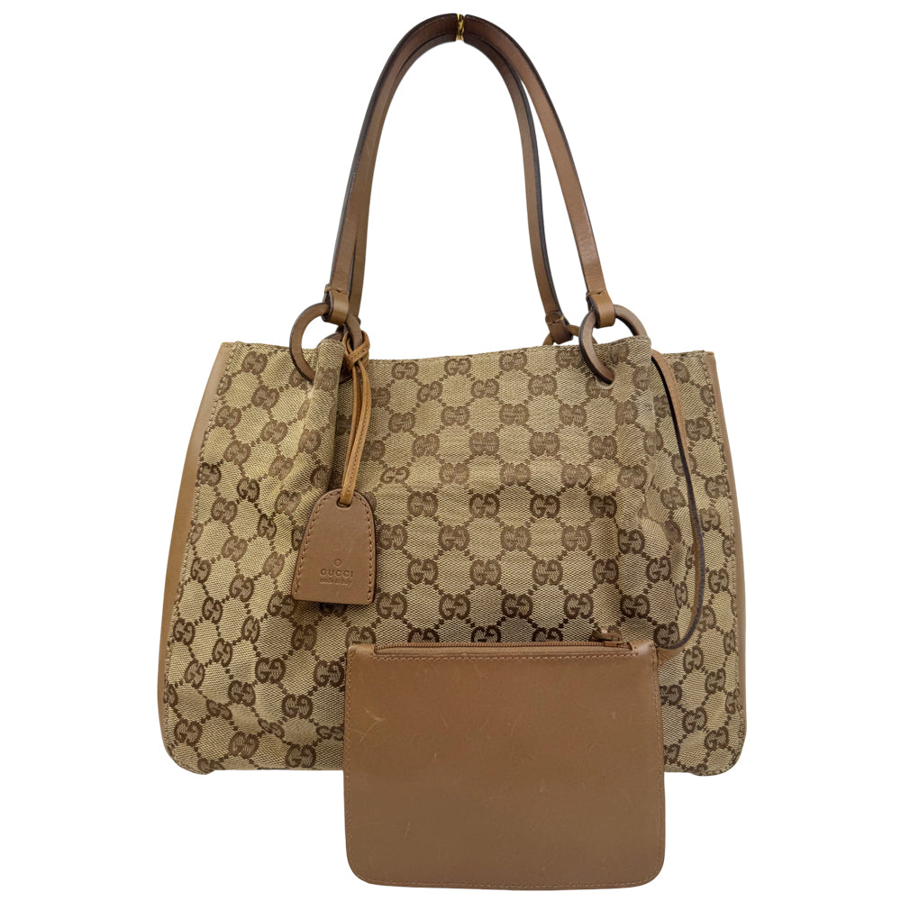 GUCCI GG Brown Canvas Tote Shoulder Bag LHQ957
