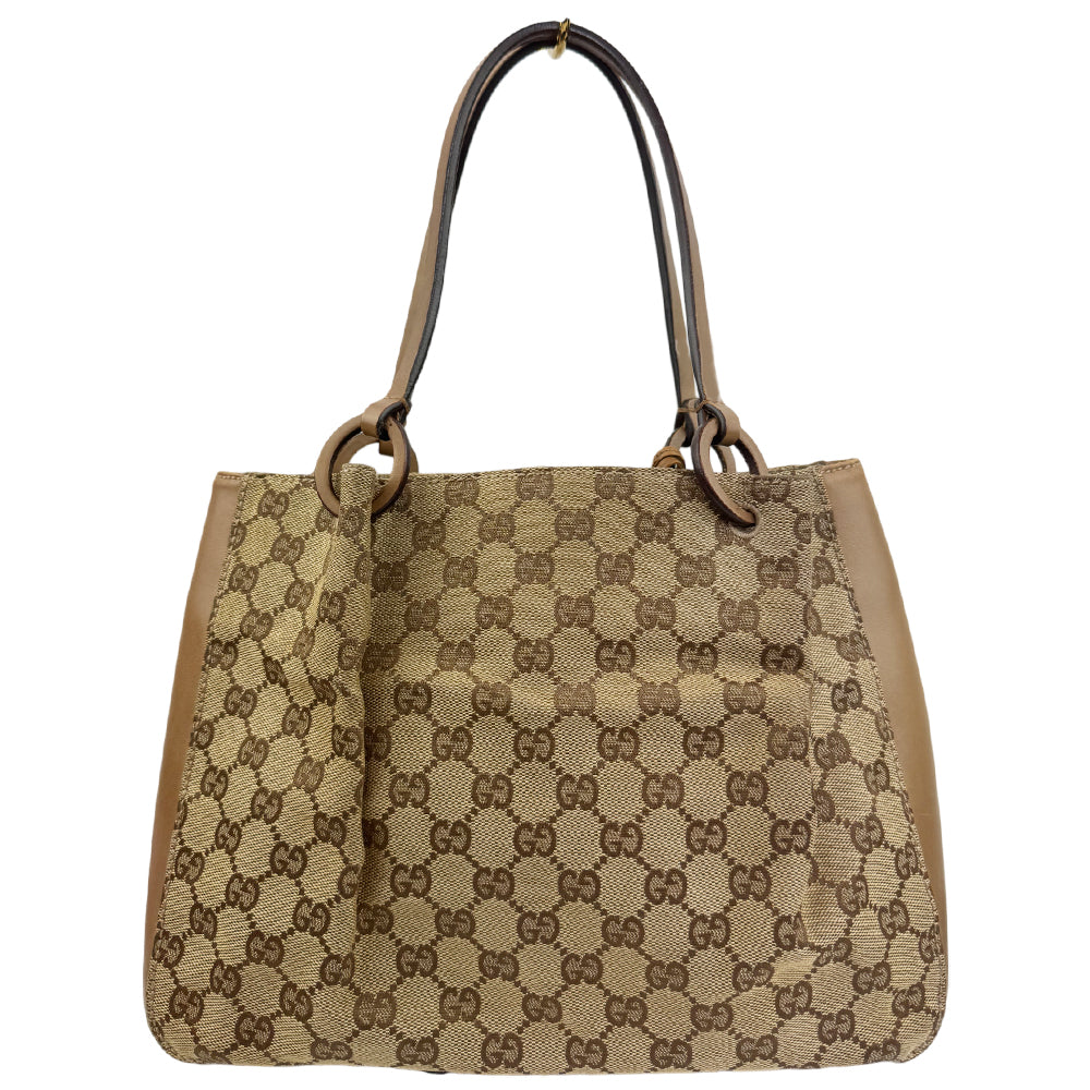 GUCCI GG Brown Canvas Tote Shoulder Bag LHQ957