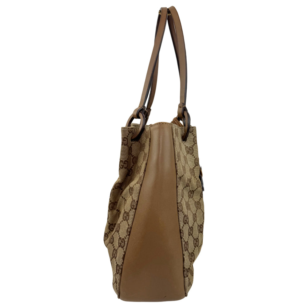 GUCCI GG Brown Canvas Tote Shoulder Bag LHQ957
