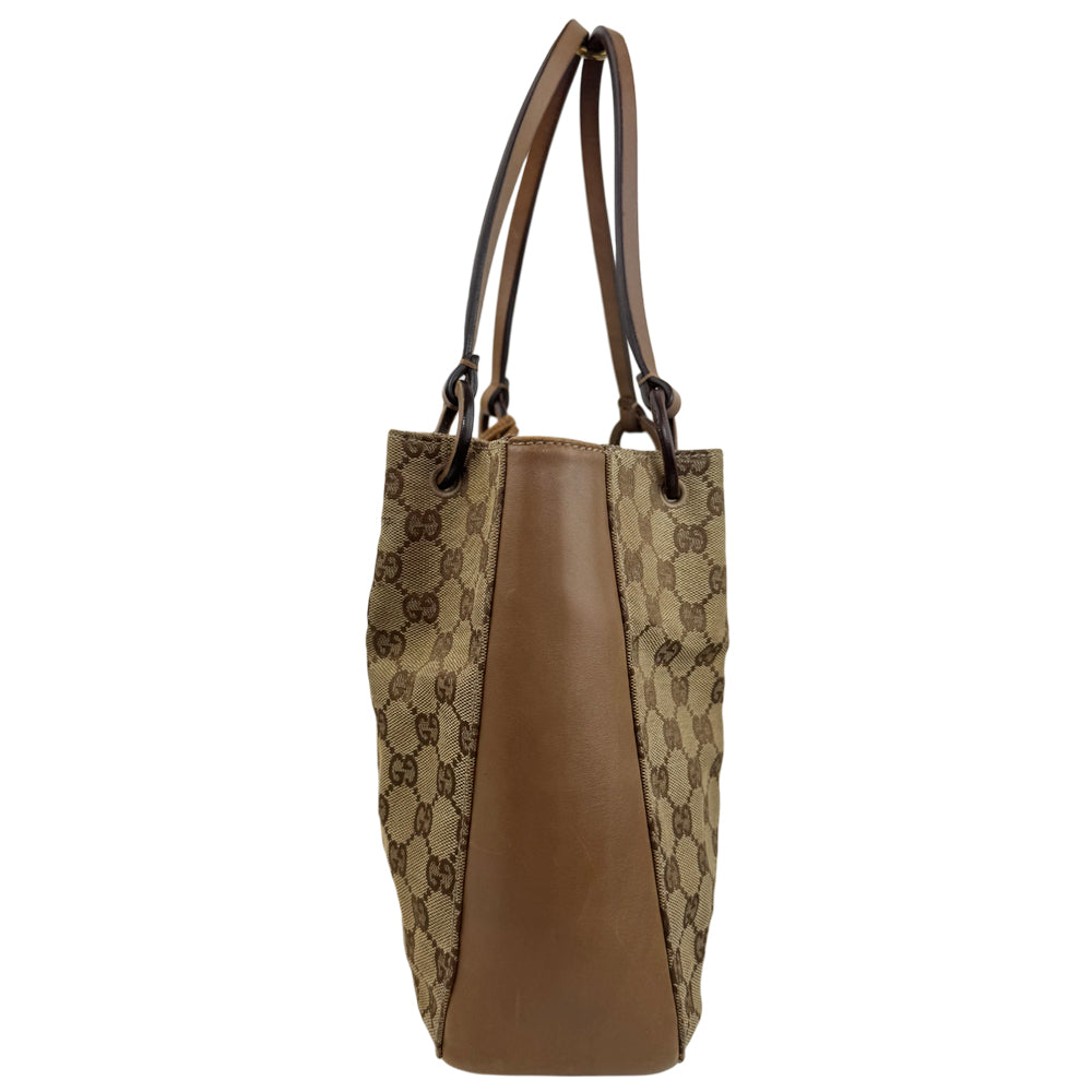 GUCCI GG Brown Canvas Tote Shoulder Bag LHQ957