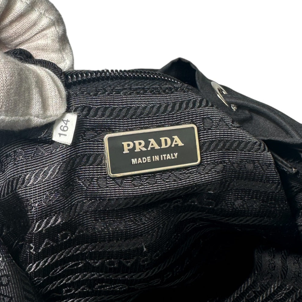 PRADA Negro Re-Nylon y Negro Mochila de cuero Bolsa LHQ96