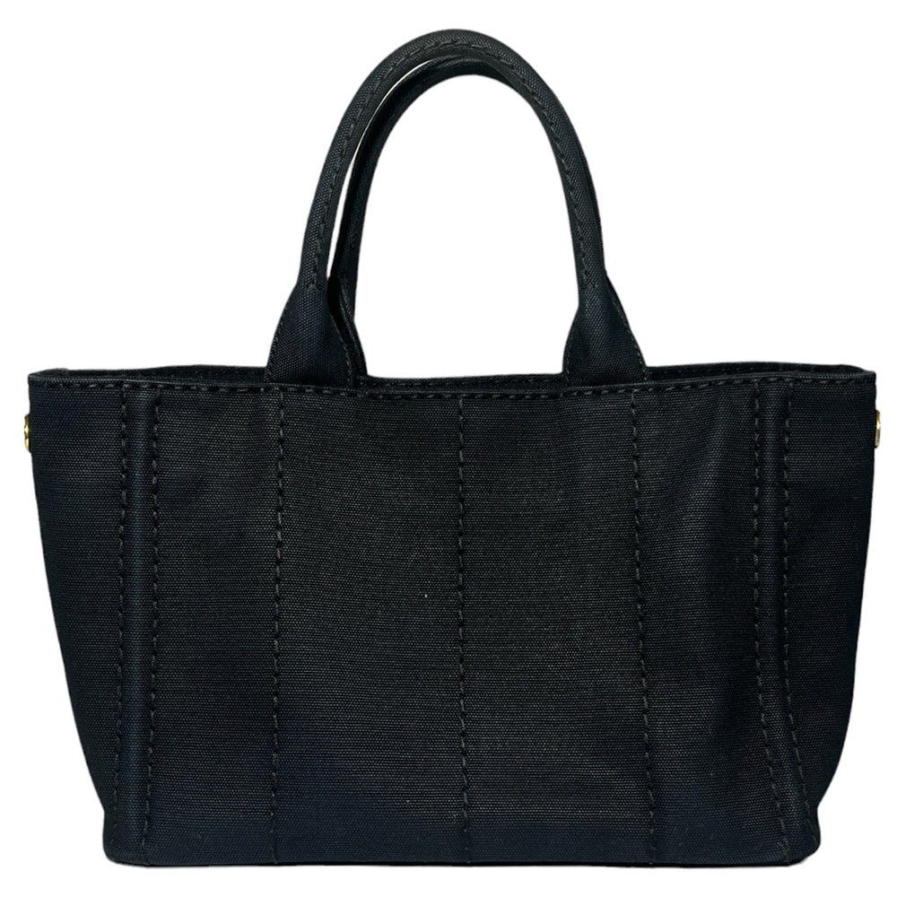 PRADA Canapa Tote Bolso Lona Negro LHQ97