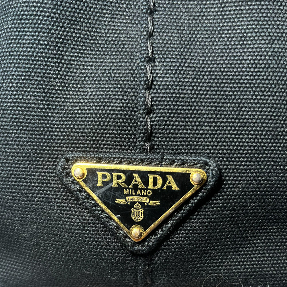 PRADA Canapa Tote Sac en toile noir LHQ97