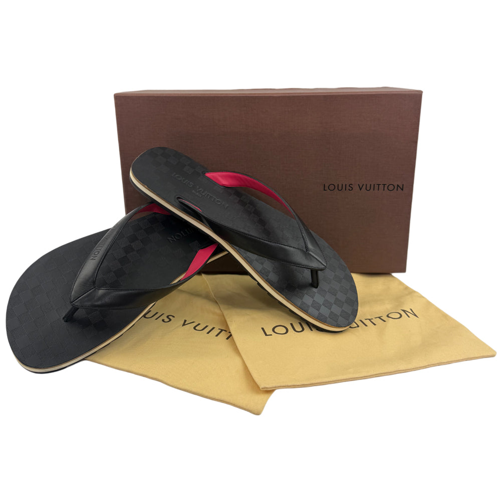 LOUIS VUITTON Damier Graphite Mens Sandals Flip Flops LHQ986