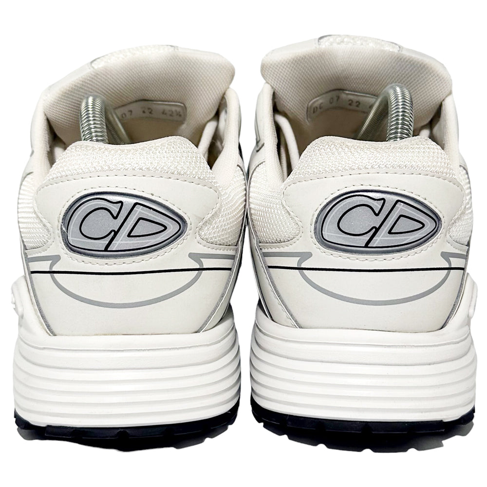 CHRISTIAN DIOR B30 Trainers Fabric Leather White Grey Size 9 UK LHQ99