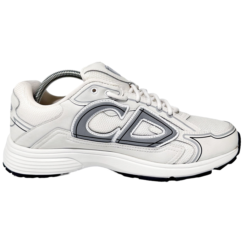 CHRISTIAN DIOR B30 Trainers Fabric Leather White Grey Size 9 UK LHQ99