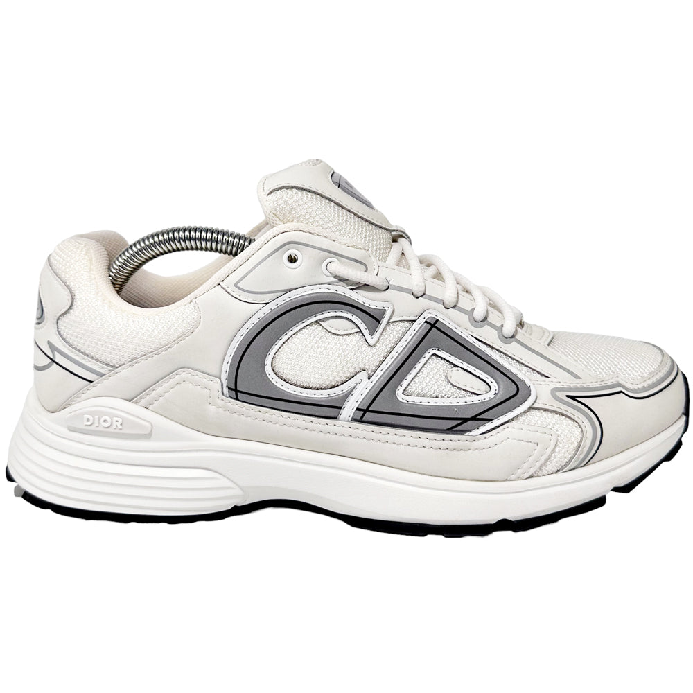 CHRISTIAN DIOR B30 Trainers Fabric Leather White Grey Size 9 UK LHQ99