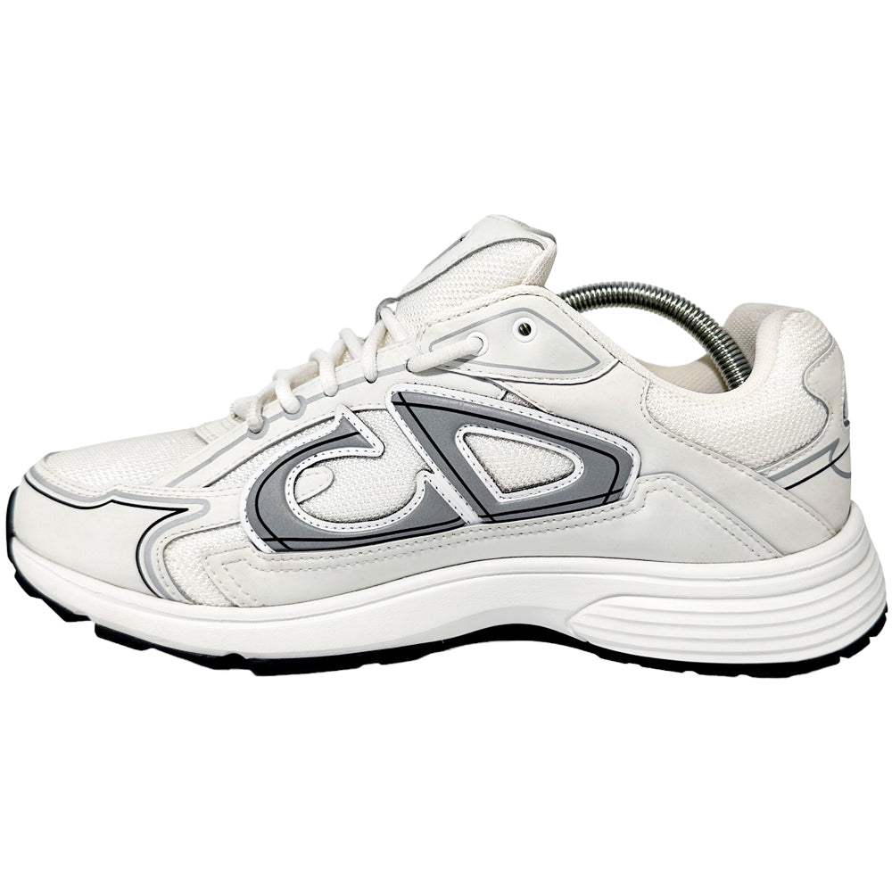 CHRISTIAN DIOR B30 Trainers Fabric Leather White Grey Size 9 UK LHQ99