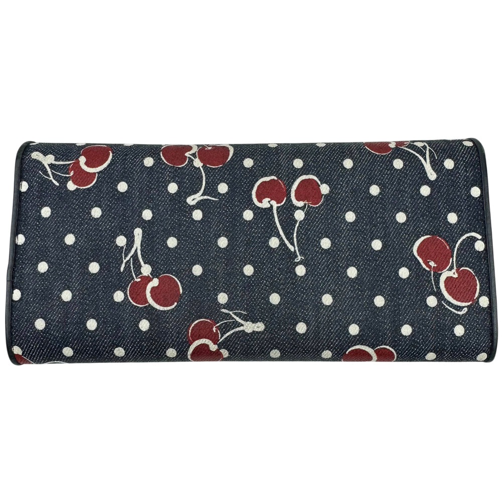 MIU MIU Denim Cherry Pattern Wallet Purse LHQ993