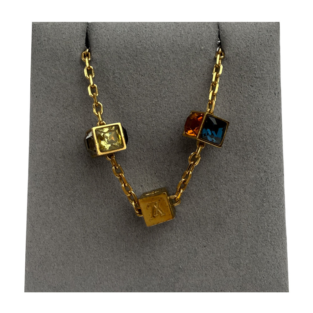 LOUIS VUITTON Gold Collier Gamble Necklace LHQ998