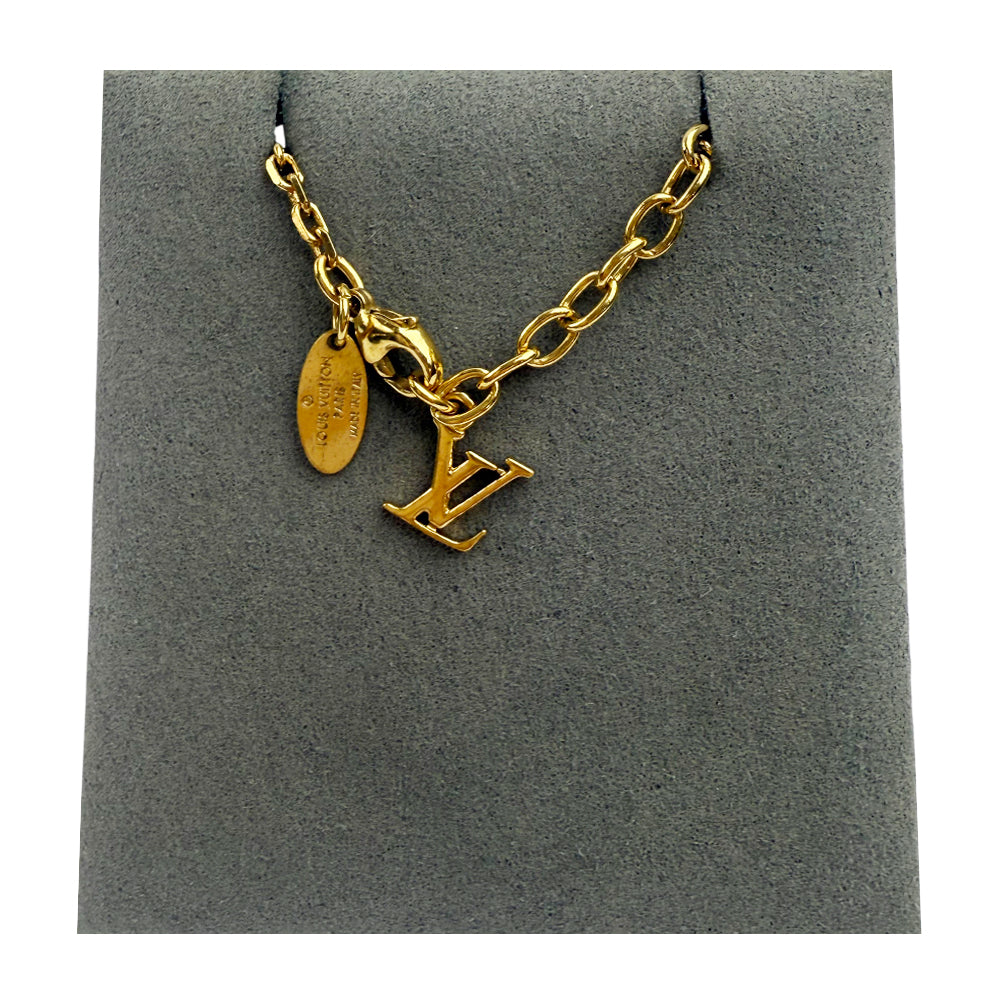 LOUIS VUITTON Gold Collier Gamble Necklace LHQ998