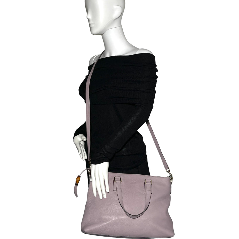 Bolso de mano convertible GUCCI con borla de bambú rosa empolvado LHQ10