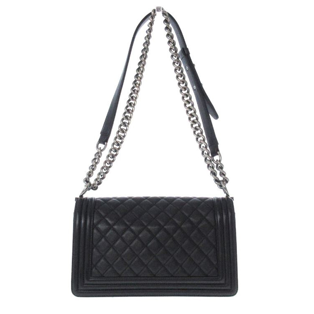 CHANEL Boy Chanel/Matelasse Shoulder Bag Black Lambskin Women's RES01