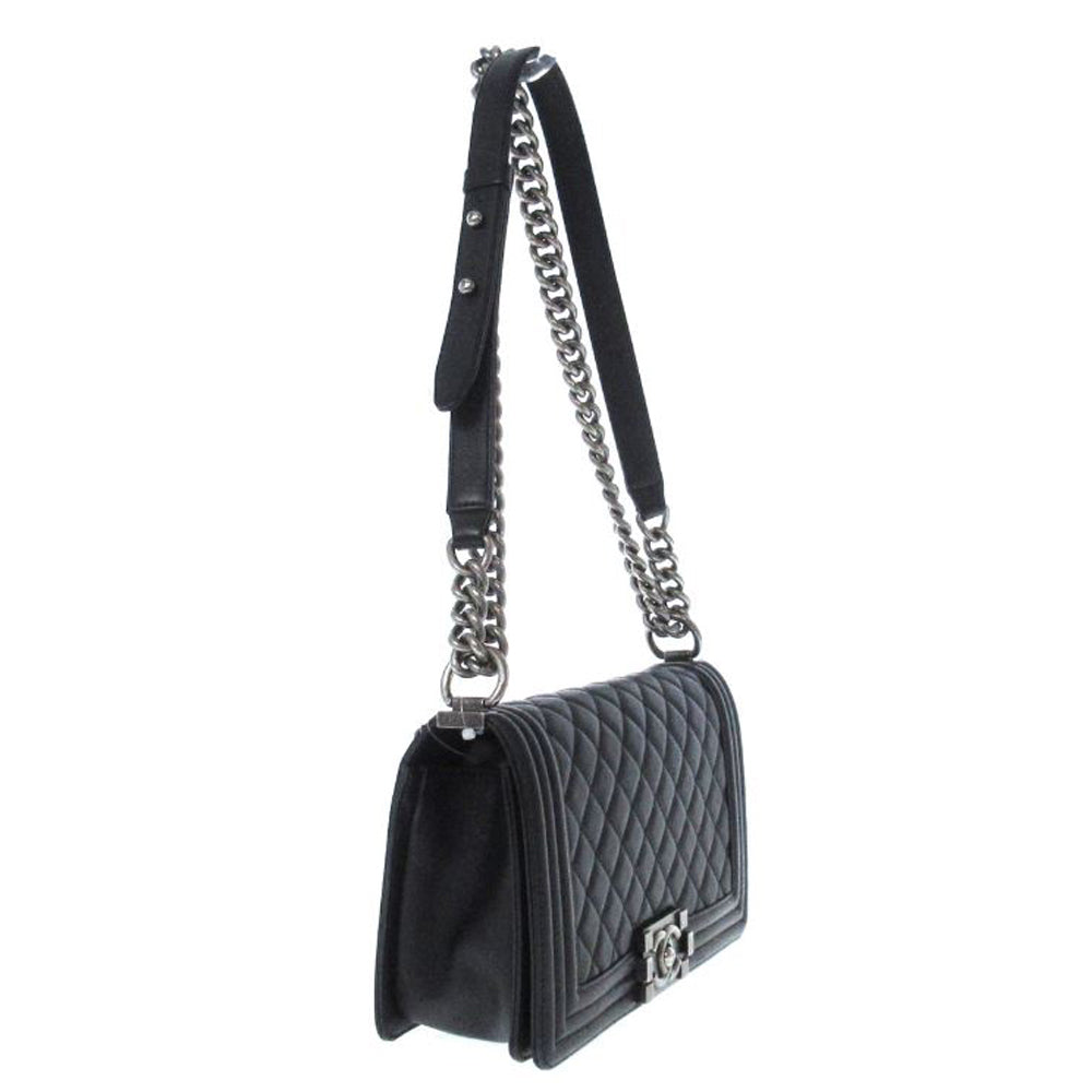 CHANEL Boy Chanel/Matelasse Shoulder Bag Black Lambskin Women's RES01