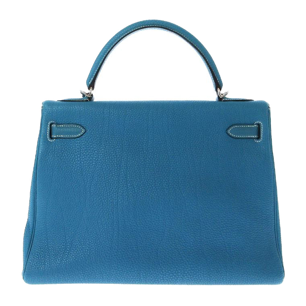 HERMES Kelly 32 Handtasche Blau Jean Togo RES03