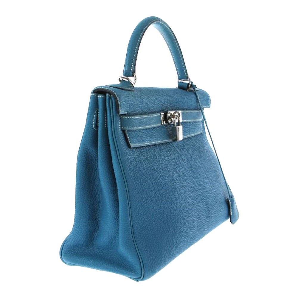 HERMES Bolso Kelly 32 Azul Jean Togo RES03