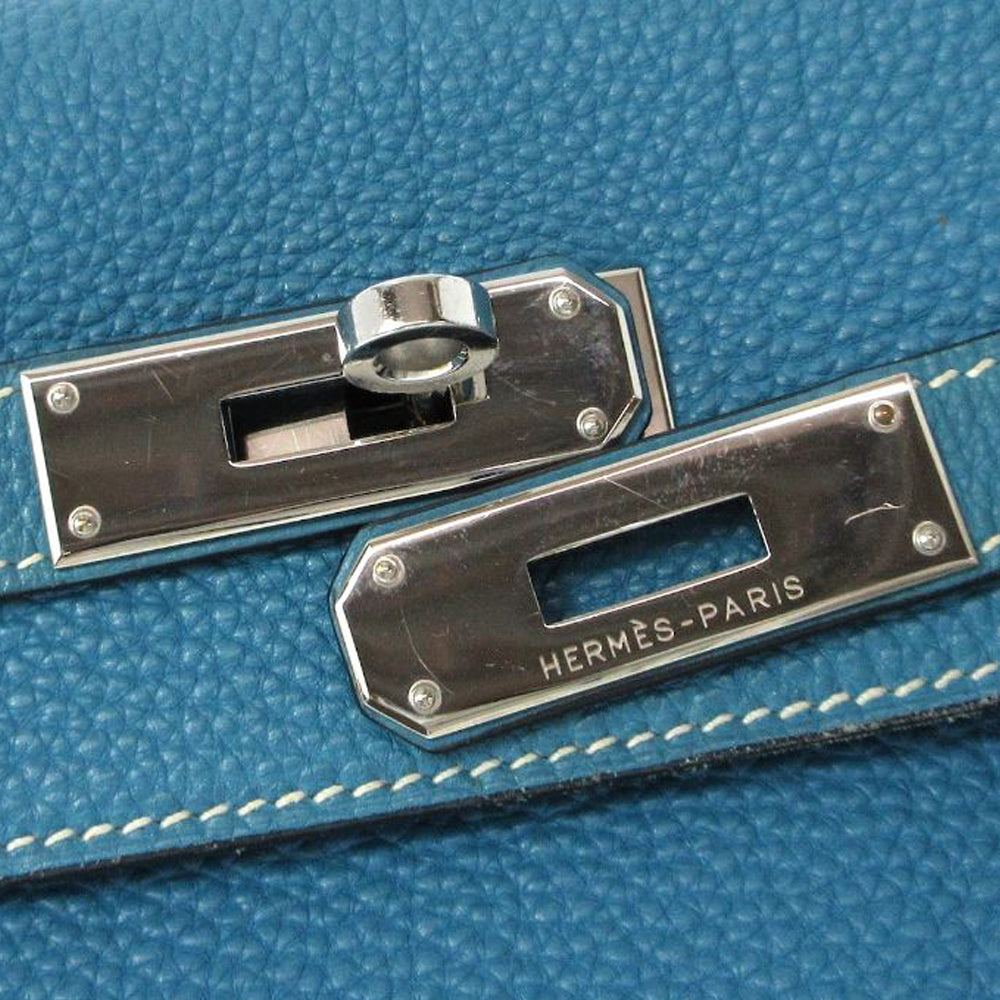 HERMES Kelly 32 Handtasche Blau Jean Togo RES03