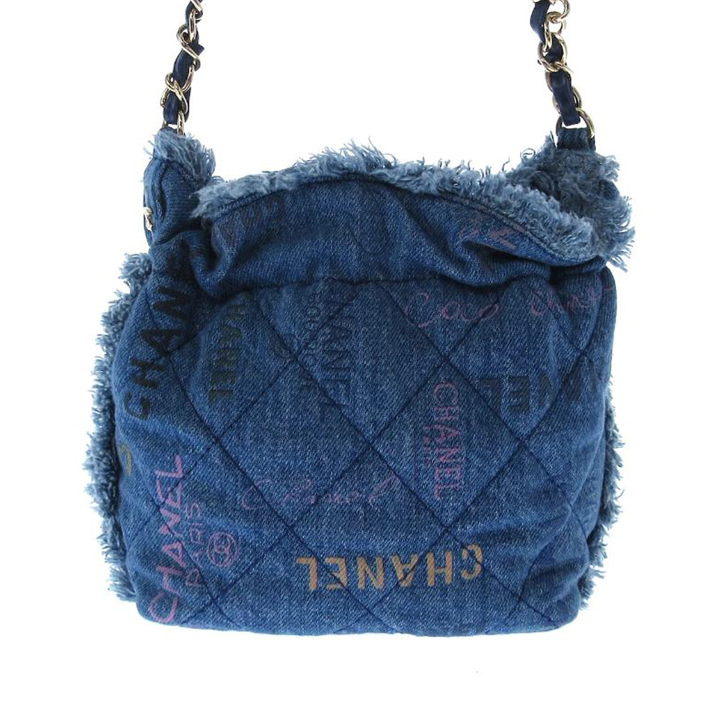 CHANEL Matelasse Shoulder Bag Blue Denim Women's RES21